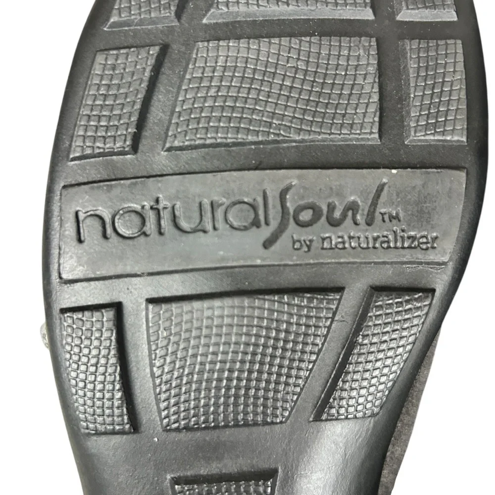 NATURAL SOUL by NATURALIZER Grey Suede Leather Mules Flats Slides Bow Accent 6.5 - Picture 11 of 14
